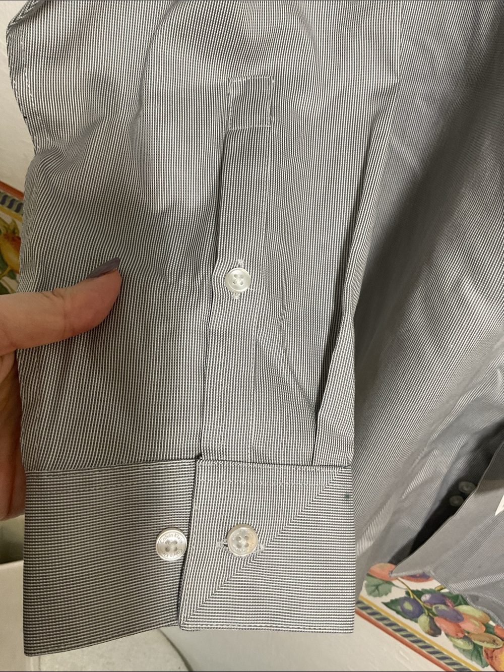 Calvin Klein Steel+ Slim Fit Stretch Dress Shirt Grey 17 32/33 XL NWT - Picture 4 of 10